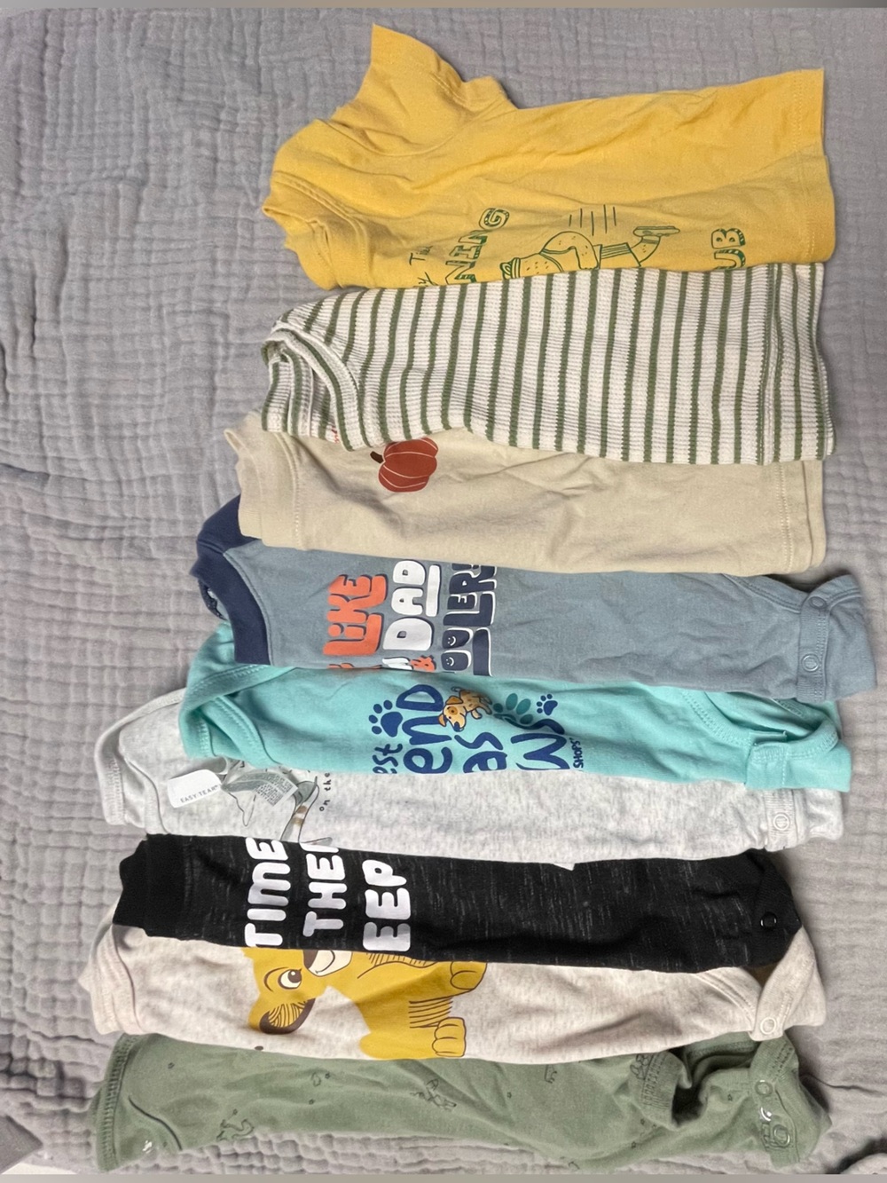 Assorted Kids Long-Sleeve Tees & onesies - Mixed Colors Size 12M